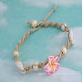 Shangjie OEM tobillera Hand-woven clay flower sea shell anklet braided gold rope and bracelets women anklets